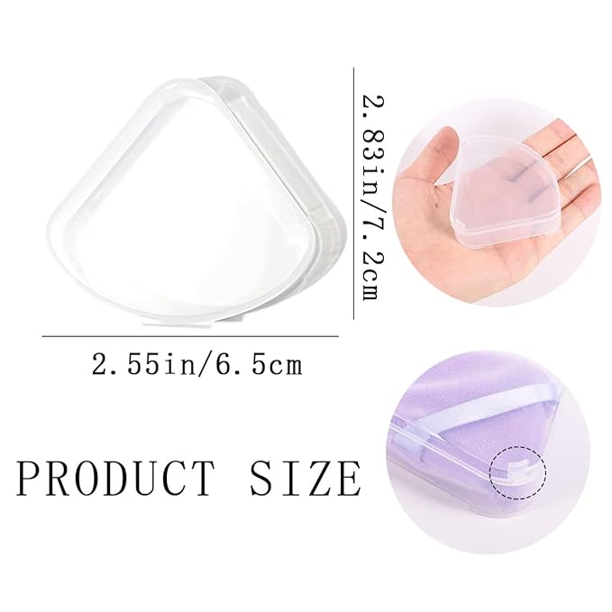 8 PCS Triangle Powder Puffs Holder Cases Clear Makeup Sponge Protective Container Portable Beauty Blender Holder Reusable Dust-Proof Pocket Cosmetic Puff Box for Travel (Transparent)