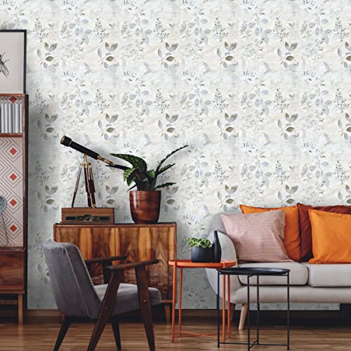 GaliGali Peel and Stick Wallpaper, Grey Floral Wall Paper, Self-Adhesive Wallpaper Peel and Stick Removable Vinyl Waterproof Contact Paper for Home Decor, 17.3" x 118", No.5198-3