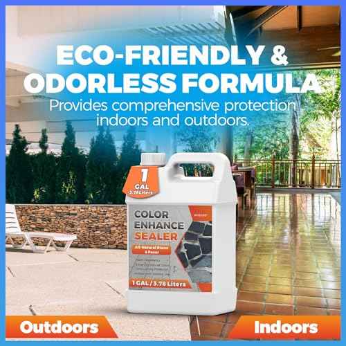 1 Gallon Wet Look Stone Sealer, High Gloss Paver Sealer for Outdoor Surfaces (Travertine, Slate, Sandstone, Concrete)? Waterproof, Provides Natural Color Enhancement for Driveways, Patios
