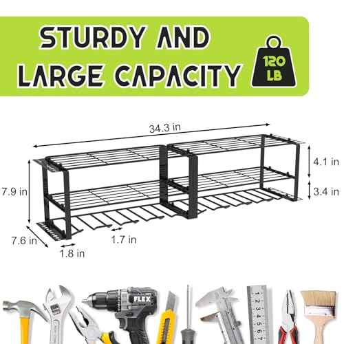Power Tool Organizer, 8 Drill Holder Wall Mount, 3 Layers Garage Tool Organizers and Tool Storage Rack, Heavy Duty Metal Tool Shelf for Screwdriver Plier Hammer Holder 17.15" 2 sets