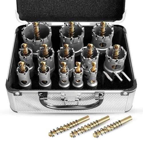 19 PCS (1/2" to 2-1/8") Carbide Hole Saw Kit for Metal - Heavy Duty TCT Hole Cutter Drill Bits Set with Titanium Pilot & L-Wrench, for Stainless Steel/Iron/Aluminum | Metal|