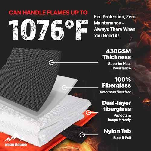 Emergency Fire Blanket - 2-Pack 40¡±x40¡± Stay Prepared With Our Fireproof Blanket Extinguish Flames for Your Home Kitchen - Be a hero with first house must haves along with Extinguisher - Home Safety