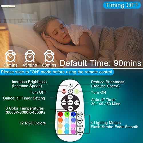 LED Under Cabinet Lighting Wireless, Dimmable LED Closet Light Rechargeable, Remote Control Kitchen Counter Lighting 15 Color Changing RGB Bar Perfect for Bedroom Indoor Pantry Shelf, 6 Pack