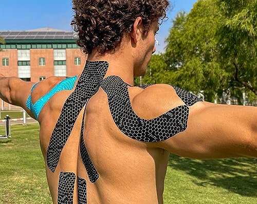 FlexU Kinesiology Tape Bulk Pack; Therapeutic Recovery Tape; Hypoallergenic, Long-Lasting; Reduces Risk of Sports Injuries, Alleviates Pain; Promotes Fast Recovery; Pro Grade