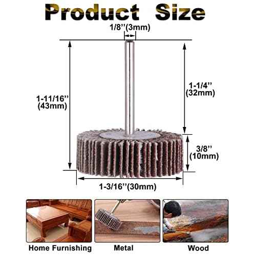 Rocaris 10 Pack Flap Wheel, 120 Grit for Rotary Tools£¬1/8 inch Shank (32X10X3)