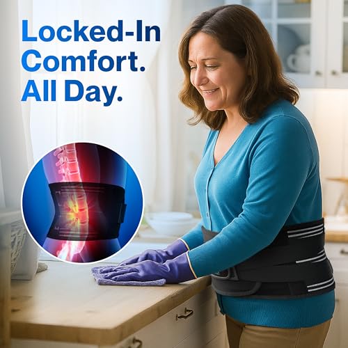 Modvel Back Brace for Lower Back Pain Women and Men – Lumbar Support Belt for Sciatica, Herniated Disc, Muscle Strain – Adjustable Breathable Work Brace with 6 Stays – Support for Posture– Size XL