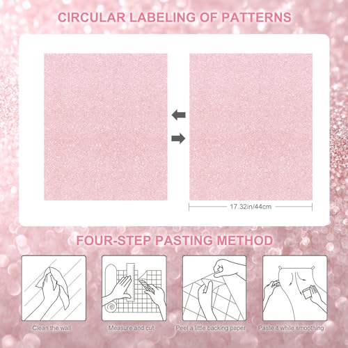 Amiya Pink Glitter Vinyl Contact Paper 17.3"¡¿120" Self Adhesive Sparkly Stick and Peel Wallpaper Decorative Glittery Bling Wallpaper for Bedroom Living Room Walls