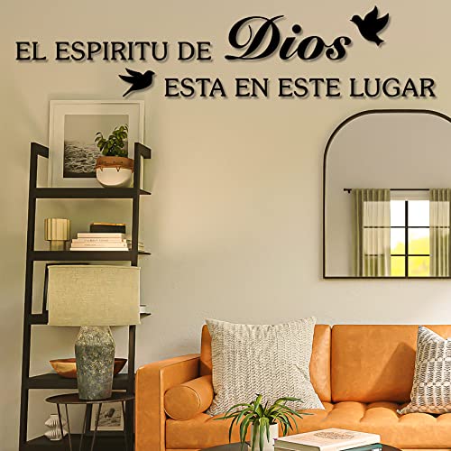 Bible Verses Wall Decor Sticker, El Espiritu De Dios Esta En Este Lugar Christian Wall Decal Vinyl, Home Decor Inspirational Wall Stickers for Living Room Bedroom 36"X7.9"