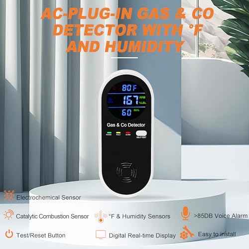 Combination Natural Gas Detector & Carbon Monoxide Detector, 4-in-1 Carbon Monoxide Alarm,Fahrenheit(¡ÆF) & Humidity,Propane,Methane,Gas Detector Alarm & CO Detector for Home,RV,Apartment