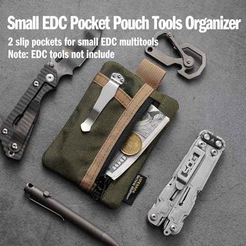 VIPERADE VE29 EDC Pouch Organizer With 3 Slots and Zipper Pocket for Everyday Carry Gears (Green/Tan)