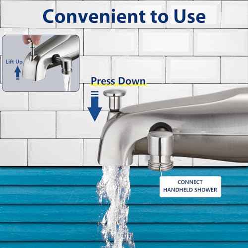 All Metal Bathtub Faucet with Sprayer 10 Settings, Universal Fit 1/2" IPS, Tub Spout with Diverter Brushed Nickel