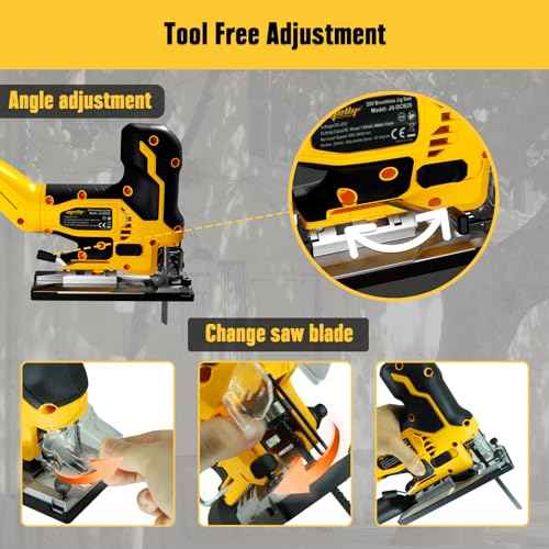 Cordless Jig Saw Compatible with Dewalt 20V MAX Battery (Tool Only), Brushless Orbital Tool w/ 3800 SPM Blade Speed, 6 Variable Speed, Bevel Angle (0¡Æ-45¡Æ), 4 Orbital Settings, LED Light