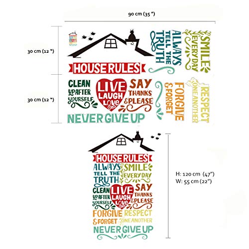 Runtoo House Rules Wall Decal Inspirational Wall Quotes Stickers Family Living Room Decor