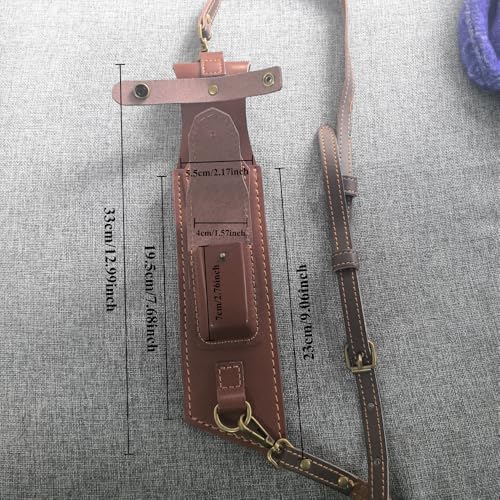 12.99" Large Leather Fixed Blade Knife Sheath,EDC Back Organizer for Work and Daily Use,Leatherman Sheath,EDC Pocket Organizer for Ourdoor Camping,Gifts for Men for Multitool,Brown