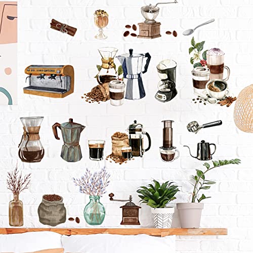 Runtoo Coffee Wall Art Decals Coffee Cup Kitchen Wall Stickers Cafe Shop Office Dining Room Window Door Decor