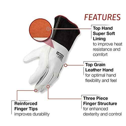 Lincoln Electric Premium TIG Welding Gloves | Top Grain Leather | High Dexterity | Extra Large | K2983-XL,White