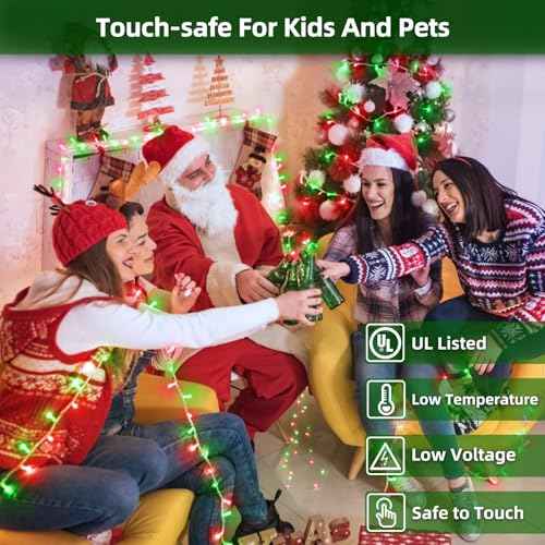 1500 LED Chrstmas Lights, 470ft Outdoor Christmas String Lights with 12 Modes, Red & Green LED String Lights with Timer Dimmable Waterproof for Tree Fence Garden Xmas Wedding Party Decor Red & Green
