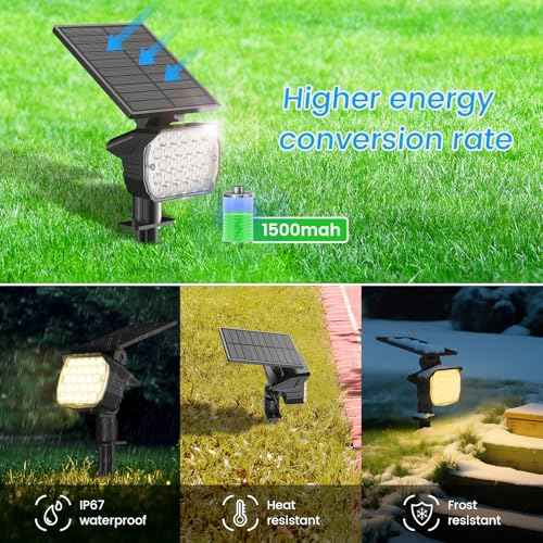 VOLISUN Solar Spotlight Outdoor, IP67 Waterproof Solar Landscape Spot Lights£¬Uplights for Yard Garden Pathway - 8 Pack (Warm White) 27 LED 3 Lighting Modes