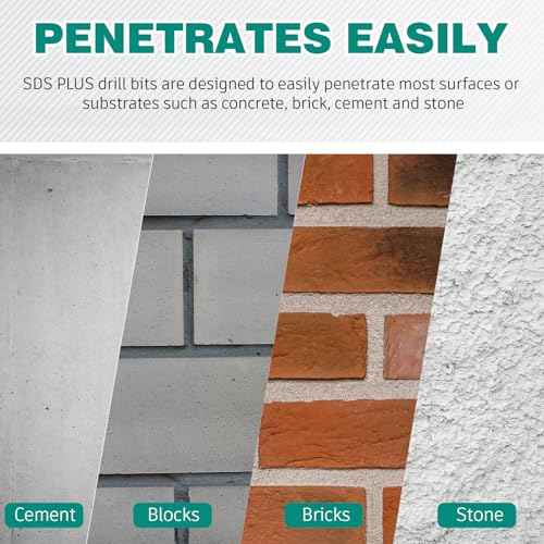 2 Pcs 1 Inch x 14 Inch Rotary Hammer Drill Bit Lengthening, Compatible with SDS Plus, Carbide Tipped to Easily Drill Through Concrete, Masonry Bit for Brick, Cement, Stone, Block and More