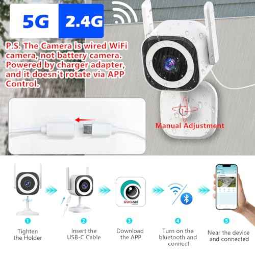 5G Outdoor/Indoor Camera for Home Security,2K Baby Monitor Cameras for Bedroom/Elder/Dog/Pet Security Camera,IP66 Waterproof,Night Vision, Motion Detection, Alarm Siren, Two-way Talk, SD/Cloud -2Pack