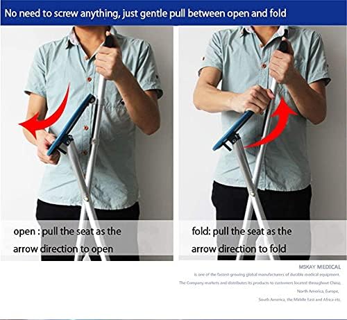 Folding Cane Seat Sturdy Lightweight Adjustable Handle Legs with LED Light Cushion for Elderly Walking Stick 300 lbs Large Plate