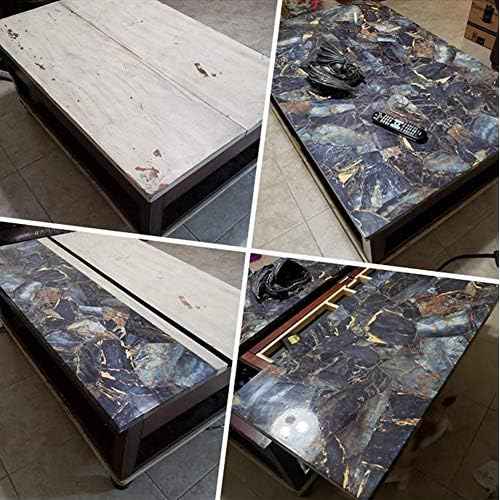 UPREDO Blue Stone Adhesive Marble Paper Granite Look Marble Effect Gloss Vinyl Peel and Stick Countertops Covering Sticker Sheet Roll 15.8inch by 79inch (15.8inch X 79inch, Blue Stone)