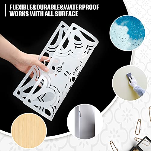 9 Pieces Floor Painting Stencils Large Tile Stencils Wall Drawing Pattern Templates Floor Stencils Kit in 9 Styles for Painting Linoleum Floor Wall Wood Tiles Cement Decor (Simple Style,8 x 8 Inch)