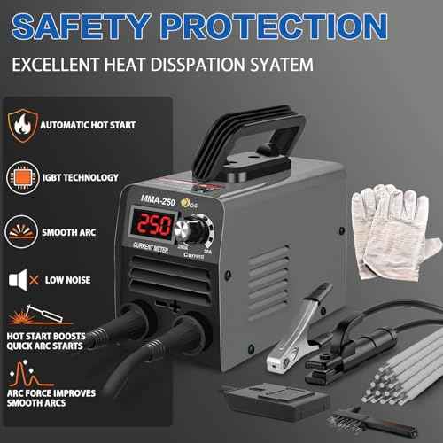 Super Mini Stick Welder Machine,110V 250A ARC Portable MMA Welding Machine for Beginners,Welding Machine with 10pcs Welding Rod Tools,IGBT Inverter Welder,Hot Start Arc Force Anti-stick (Gray)