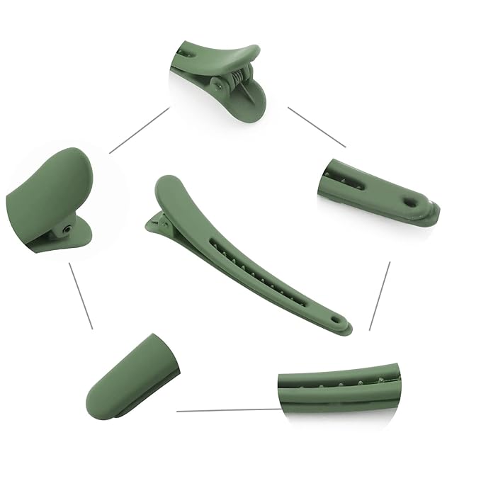YISSION 12 PCS Hair Clips for Styling Sectioning, 3.1 Inch Matte Alligator Hair Clips, Hair Barrettes, No Crease Duck Billed Hair Clip, Hair Accessories for Women Girls, Green
