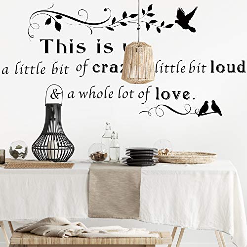 This is Us Crazy Loud Love Wall Stickers Family Lettering Wall Decals Inspirational Saying Stickers for Living Bedroom Home Decorations