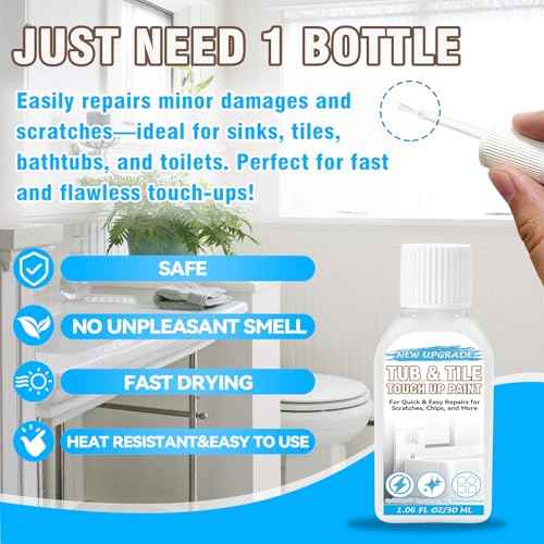 Tub and Tile Touch Up Paint, High-Gloss White Paint, Quick-Dry Repair Solution for Scratches and Chips on Bathtubs, Tiles, Sinks, Toilets, Porcelain, Enamel, Acrylic, and Cast Iron Surfaces