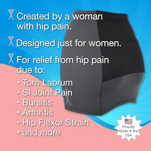 Alki Active® Hip Pain Relief Compression Band for Women - for Sciatic Nerve, Hip Flexor Strain, Torn Labrum, Arthritis, Bursitis, EDS, Fibromyalgia (Small)