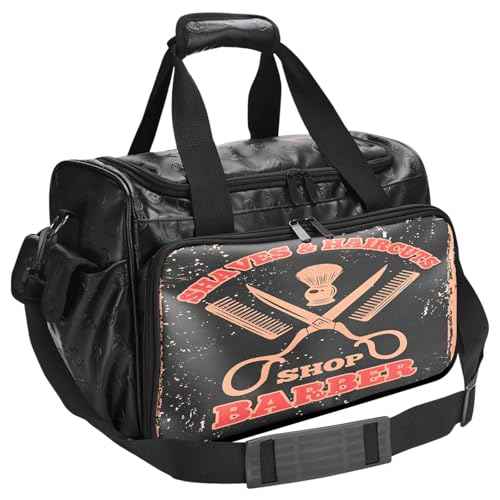 PRO Large Capacity Barber Bag - Multi-Pocket Salon Organizer with Protective Lining, Thermal Pockets & Scissor Holder, Waterproof PU Leather for Hair Stylists & Personal Grooming (Black)