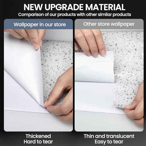 Decoroom Thickened Granite Contact Paper for Countertops, 11.8" x 197" Glossy Waterproof Peel and Stick, Self-Adhesive Marble Wallpaper for Kitchen, Bathroom, Cabinets and Countertop Refinishing