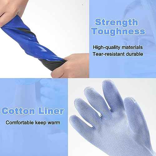 Shellwei 4 Pairs Chemical Resistant Rubber Gloves 27" Heavy Duty Waterproof Aquarium Long Gloves for Chemical(Stylish)
