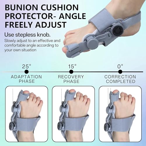 Axioms Bunion Corrector for Women Big Toe,Bunion Relief Straightener,Bunion Splint-Adjustable Knob Bunions Correction,Breathable & Anti-slip Suitable for Left Right Feet,Gray 1Pack