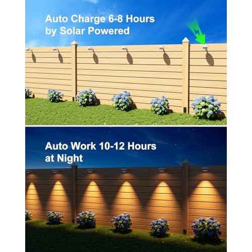 8 Pack White Solar Powered Clip On Gutter Mount Lights Outdoor Waterproof LED Fence Lamp for Lighting Rainspout, Railing, Outside House, Wall, Deck, Porch, Garage, Easy Peasy Installation(Warm White)