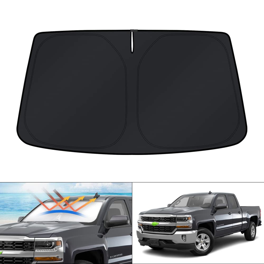 KUST Windshield Sun Shade for 1999-2006 Chevrolet Chevy Silverado/GMC Sierra 1500 2500 3500 2500HD Accessories Sunshade Window Protectors Foldable Blocks UV Rays Keep Your Car Cooler