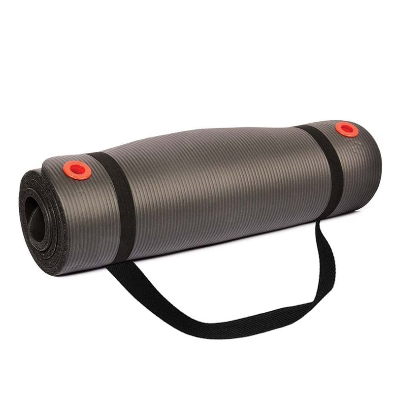 Body Sport Non-Slip Exercise Mat for Men & Women, 56 x 24 in. - 1/2 in. Thick Foam Surface for Yoga, Pilates, Fitness & Aerobic Workouts (Black)