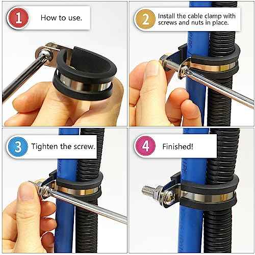 20 PCS 1/4 Inch Stainless Steel Cable Clamps - Insulated, Hose & Pipe Clamps