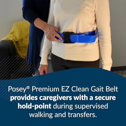 Posey 6546BL Premium EZ Clean Gait Belt with Spring-Loaded Buckle, Blue, 80"
