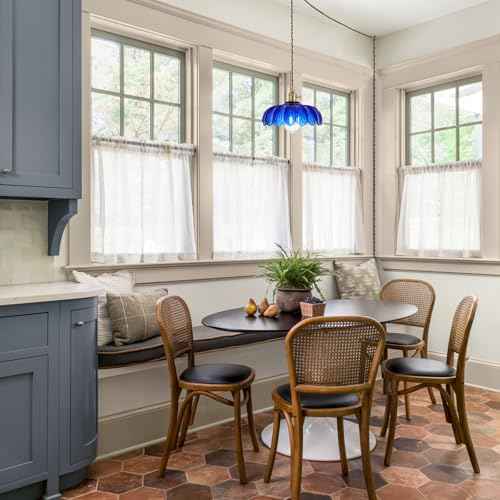 Plug in Pendant Light: Hanging Light Plug in Fixture Bule Glass Hanging Lamp, Pendant Lighting for Kitchen Island, Bedroom, Dining Room, Living Room, E26 No Bulb