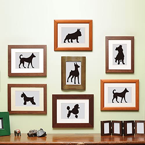 MAYJOYDIY 4pcs Dog Cat Stencil 11.8¡¿11.8inch Pet Theme Plastic Decoration Template with Paint Brush Golden Retriever Dachshund Dog Bones Paw Print Template for Wood Fabric Wall Window DIY Craft