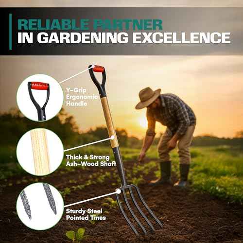2WAYZ Pitchfork for Gardening - Heavy-Duty Broad Garden Fork - Stainless Border Digging Fork - Wood and Steel Pitch Fork- Durable, Rugged, Professional Quality Tool - 40.6 x 7.1 inch (Black and Red)