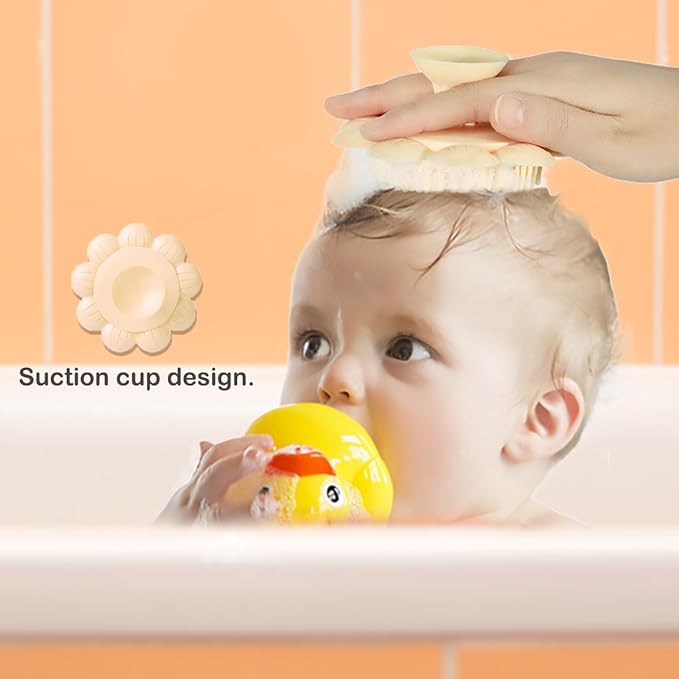 Baby Bath Silicone Brush Shower Scalp Brush Exfoliate and Massage Shampoo Scalp Scrubbie for All Hair Kid Newborn ToddlerÃ¯Â¼ÂYellowÃ¯Â¼Â