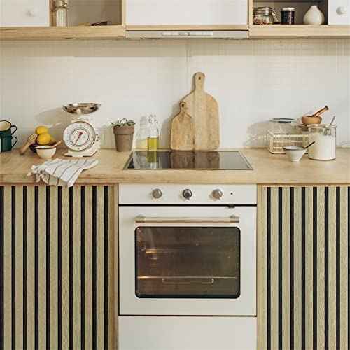 Wallpaper Peel and Stick Wood Grating Stripe Self-Adhesive Wallpaper Faux Wood Contact Paper Wood Slats Self Adhesive Wall Paper PVC Vinyl Film Removable Waterproof (Wood B, 17.3" x 118")