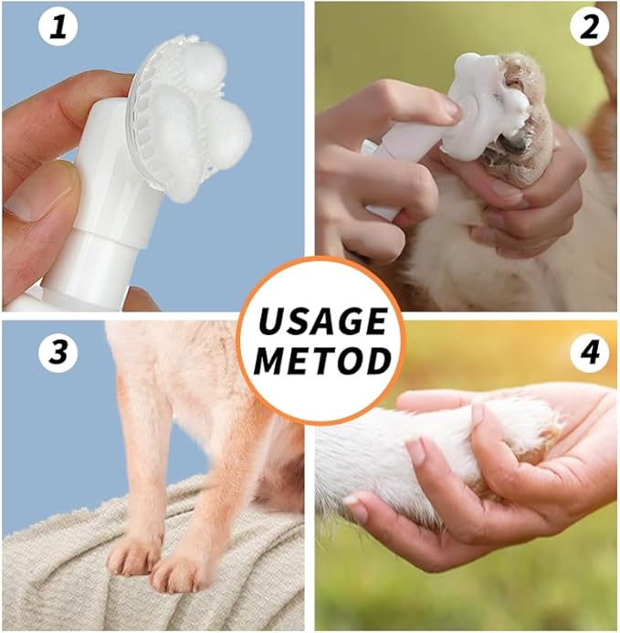 2-in-1 Pet Paw Cleaning Kit: No-Rinse Foam Cleaner & Pet Wipe Gloves, Foam Paw Scrubber for Dogs and Cats - Suitable for Small, Medium, Large Breeds, Puppies & Kittens with Dirty Paws