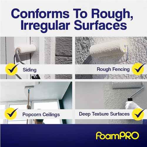 FoamPro 22 High Capacity Slit-Foam Paint Roller Cover for Semi-Rough & Uneven Surfaces - for Acoustical Ceilings, Textured Walls & Fences, Pavers - 9" x 1/2" Nap