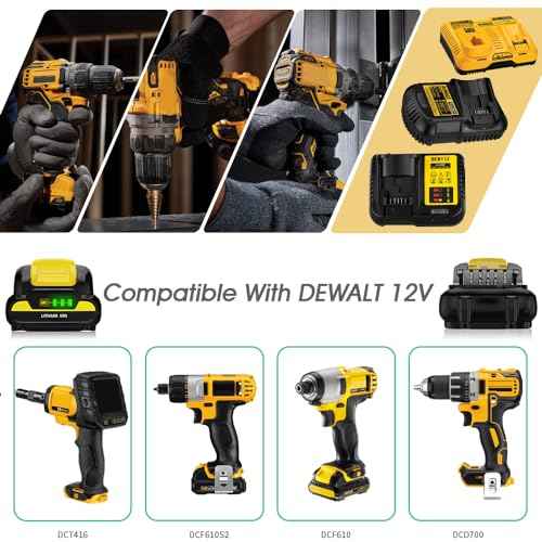 TenHutt ¡¼Upgrade¡½ 12V 3.0Ah Replacement Battery for Dewalt 12V MAX Cordless Power Tool DCB120 DCB123 DCB124 DCB127 Lithium-ion Battery