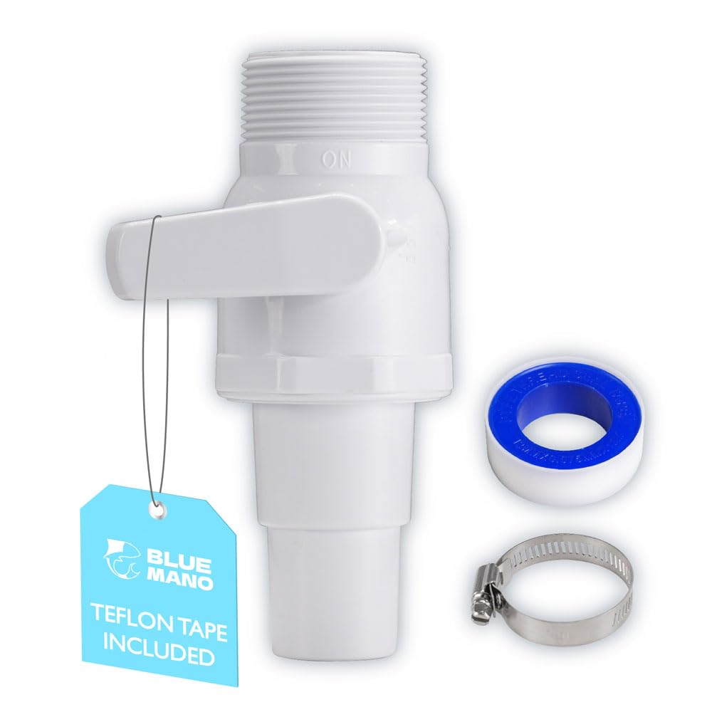 Blue Mano Upgrade 2-Way Ball Valve, 1.5" MIP x 1.25" MIP Pool Shut Off Valve, Direct Replacement for Hayward SP0729 Valve & Most Above Ground Pool Filter Systems